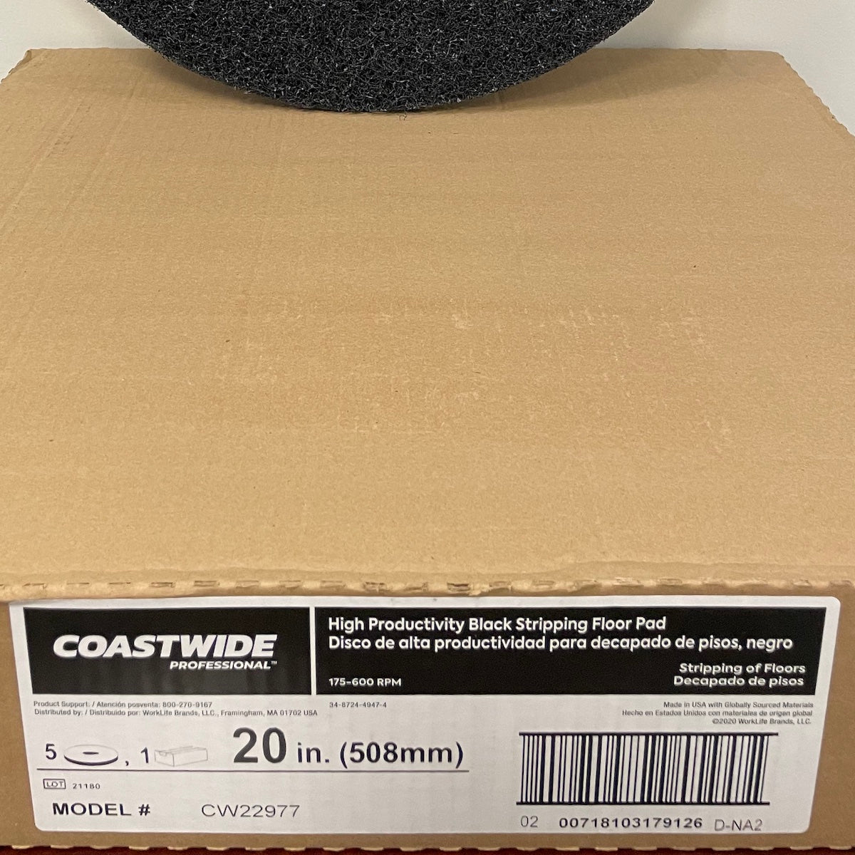 Coastwide Professional™ High Productivity 20" Stripper Floor Pad, Black