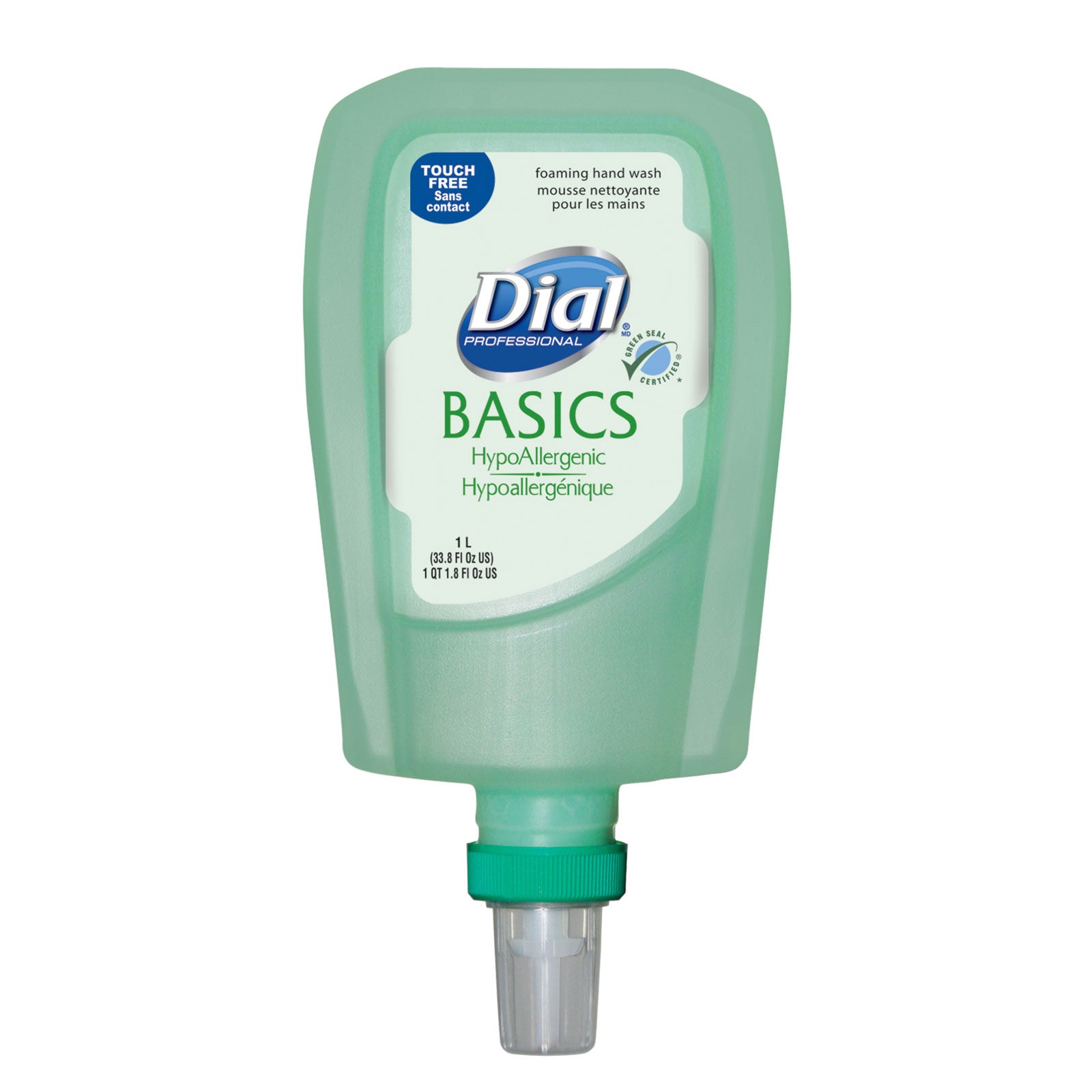 Dial® Basics Hypoallergenic Foaming Hand Wash, FIT® Universal Touch-Free - 1L Dispenser Refill Case of 3