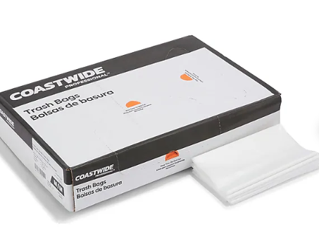 Coastwide Professional™ 30-33 Gal. Trash Bags, Low Density, 0.9 Mil, Clear, 150/Carton