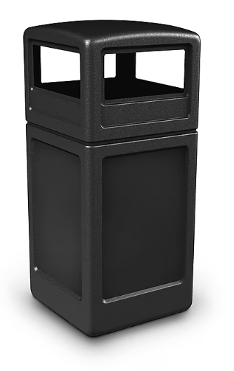 Commercial Zone Products PolyTec Series 42gal Square Trash Can with Dome Lid, Black