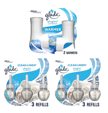 Glade PlugIns Scented Oil & Holders, Clean Linen, 0.67 Oz., 8/Pack