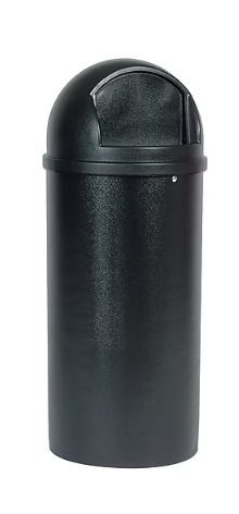 Rubbermaid Marshal Classic Indoor/Outdoor Trash Can w/Lid, Black Resin, 25 Gal.