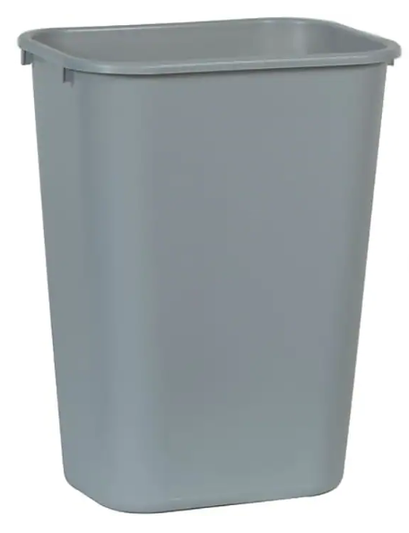 Rubbermaid Indoor Trash Can w/ No Lid, Gray Plastic, 10.25 Gal.