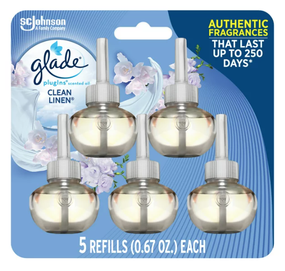 Glade PlugIns Scented Oil Refill, Clean Linen, 0.67 Fl. Oz., 7/Pack