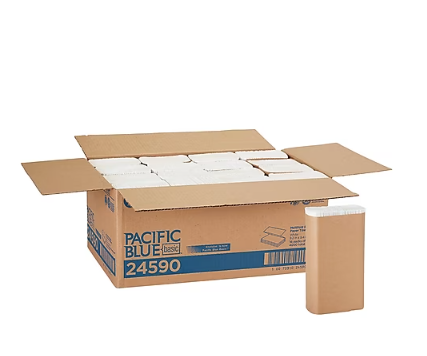 Pacific Blue Basic Recycled Multifold Paper Towel, 1-Ply, White, 250 Sheets/Pack, 16 Packs/Carton