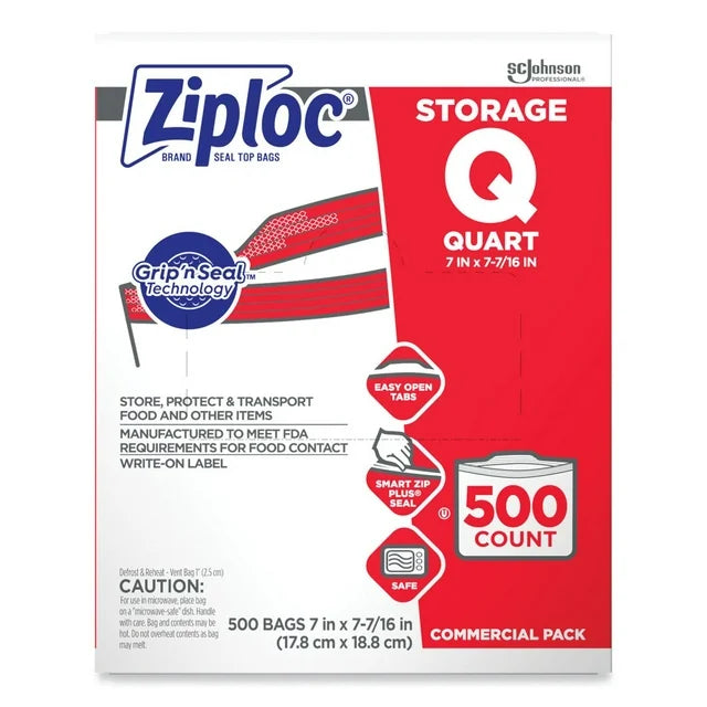 Ziploc Double Zipper Storage Bags - Quart