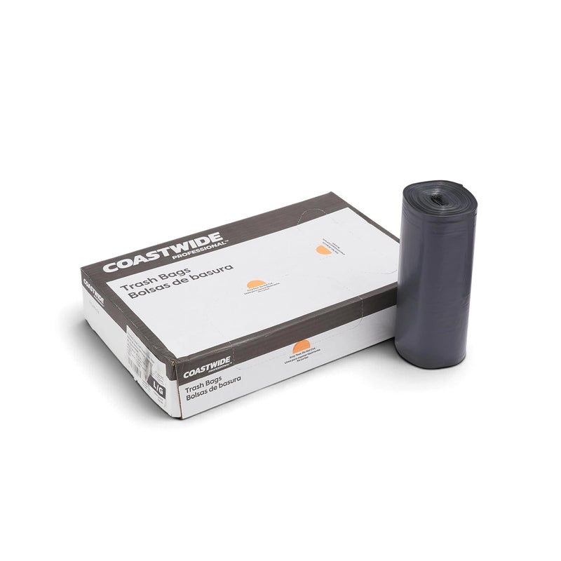 40-45 Gal. Reprocessed Resin Trash Bags, Low Density, 1.5 Mil, Black, 20 Bags/Roll, 5 Rolls