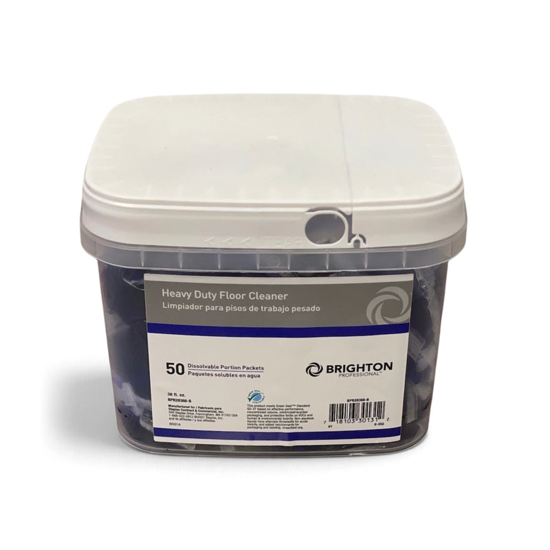 Tub of Dissolvable Portion Packets of Heavy Duty Floor Cleaner