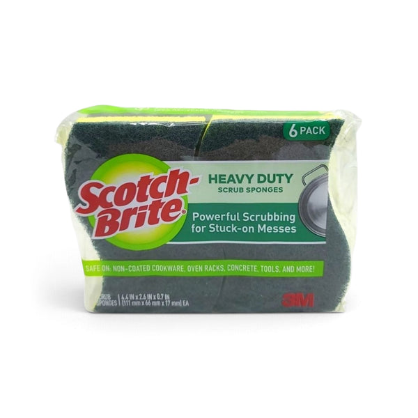 Scotch-Brite® Heavy Duty Scrub Sponges | Green/Yellow, 6/Pack