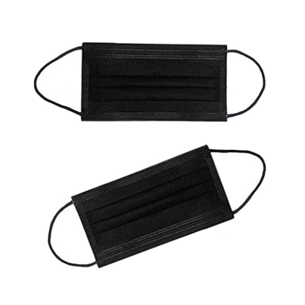3 Ply Black Disposable Face Masks - 100/pack