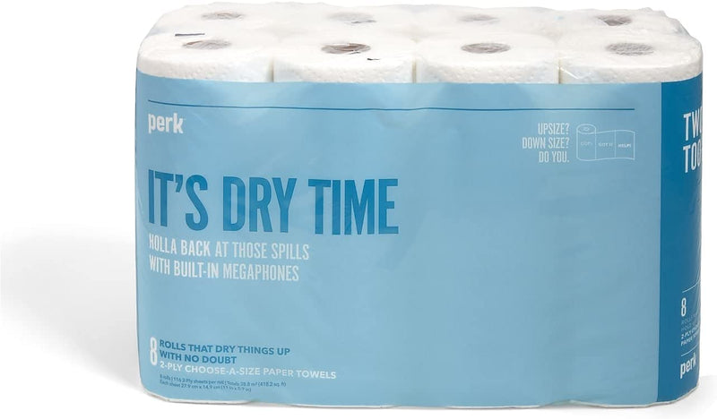 Perk™ Choose-A-Size Kitchen Paper Towels, 2-Ply, 116 Sheets/Roll, 8 Rolls/Pack