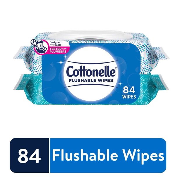 Cottonelle Flushable Wet Wipes - 2 Flip-Top Packs, 84 Total Wipes