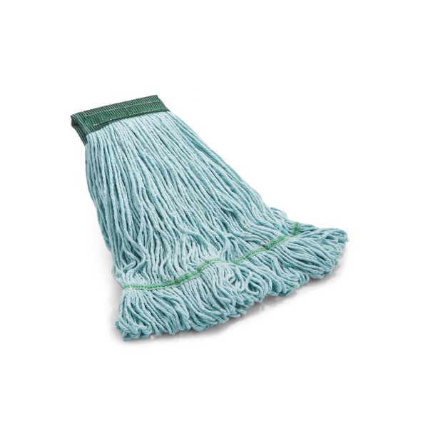 Coastwide Professional™ Looped-End Wet Mop Head, Medium, Recycled PET/Cotton Blend, 5" Headband, Blue