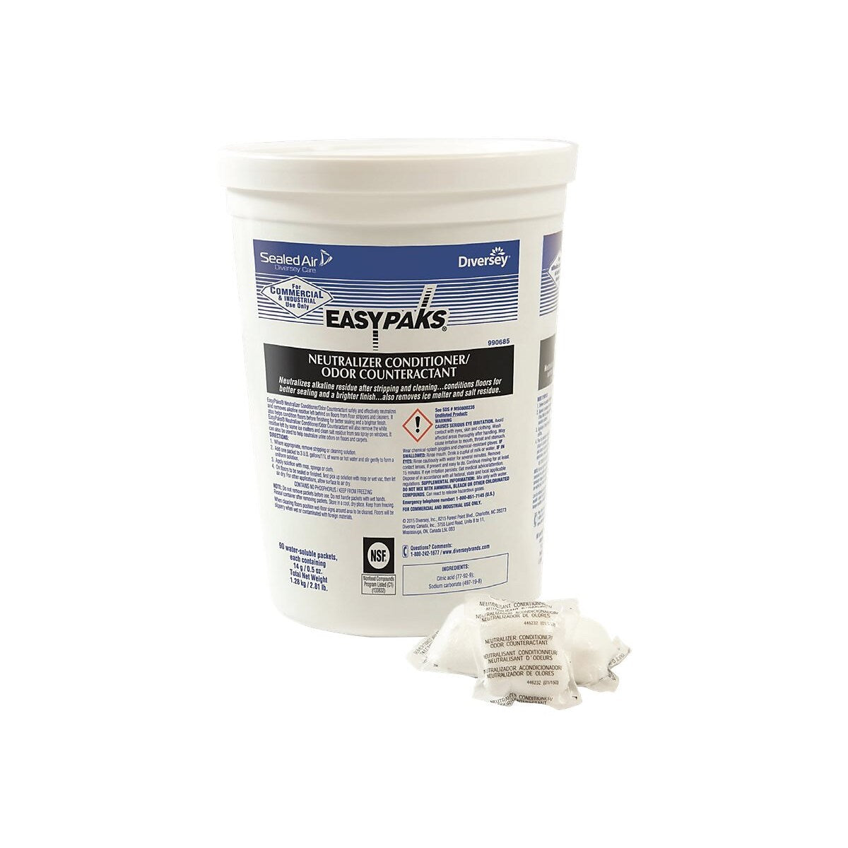 Easy Paks Neutralizer/Conditioner Powder-To-Liquid Deodorizer, 90 Packets/Tub, 2 Tubs/Carton