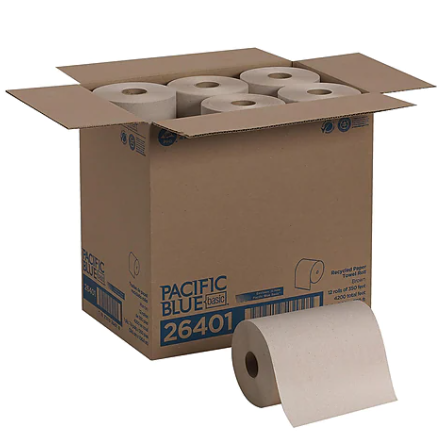 Pacific Blue Basic Hardwound Paper Towels, 12 Rolls/Carton