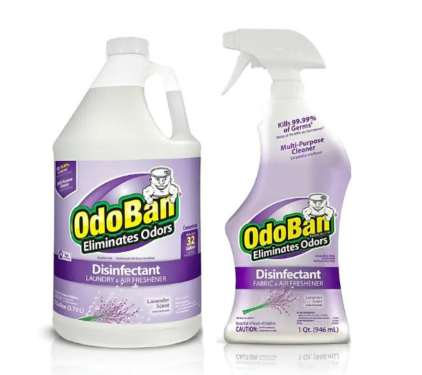 OdoBan Disinfectant Odor Eliminator Ready-to-Use 32 oz. Spray and 1 Gallon Concentrate, Lavender Scent