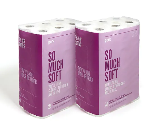 Perk Ultra Soft Standard Toilet Paper, 2-Ply, White, 154 Sheets/Roll, 48 Rolls/Pack