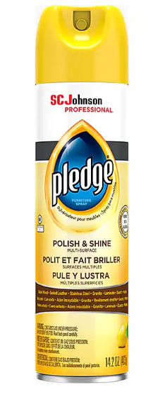 Pledge Polish and Shine Multiple-Purpose Cleaner, Lemon,14.2 oz