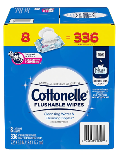 Cottonelle Flushable Toilet Paper Wipe, 42 Sheets/Pack, 8 Packs/Carton