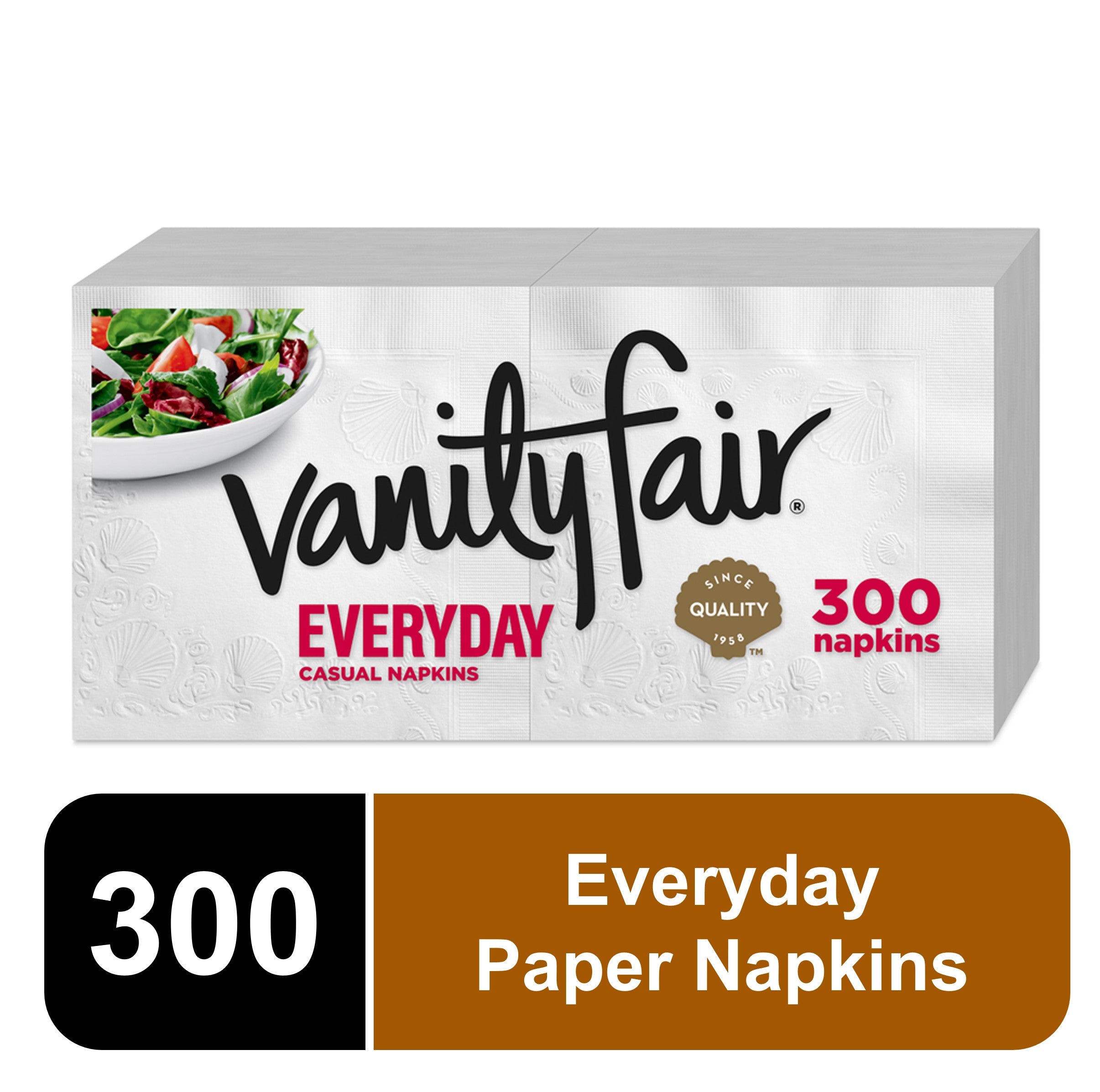 Vanity Fair Everyday Luncheon Napkins, 2-Ply, White, 300/Pack