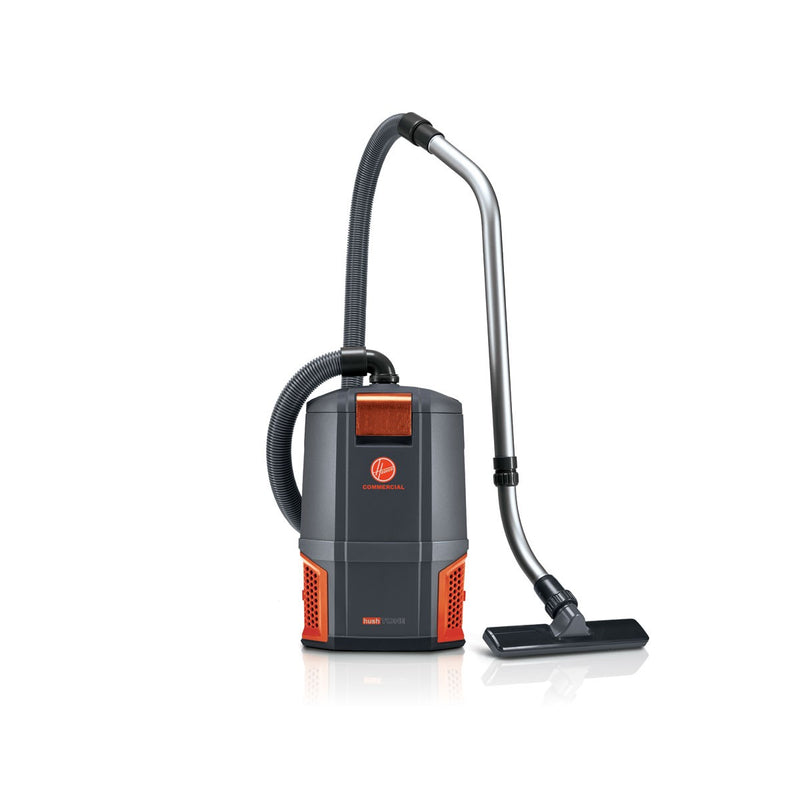 Hoover HushTone Backpack Vacuum Cleaner, 11.7 lb., Gray/Orange