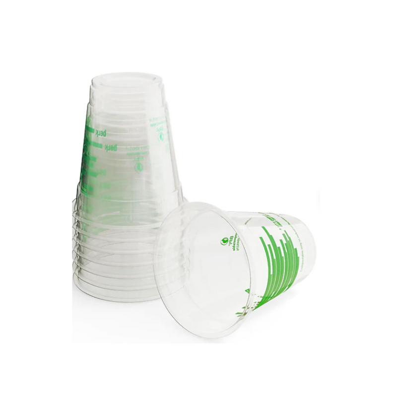 Perk Compostable Plastic Cold Cup, 12 Oz., Clear/Green, 300/Carton