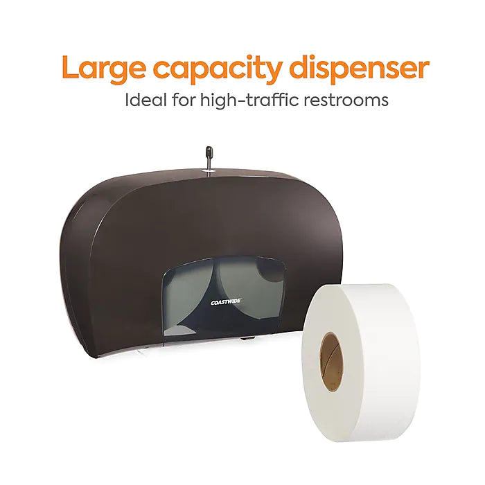 Coastwide Professional™ Twin Jumbo Roll Toilet Paper Dispenser, Black