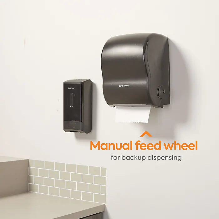 Coastwide Professional™ Manual Auto-Cut Hardwound Paper Towel Dispenser, Black