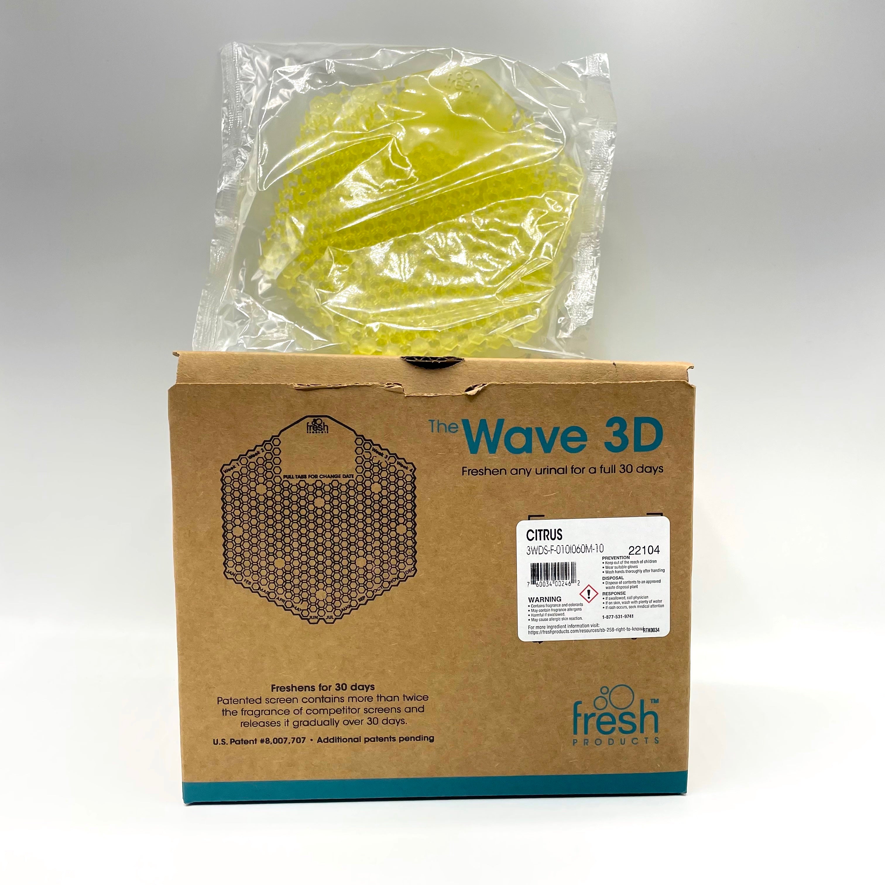 Fresh Products™ Wave 3D Urinal Screen, Citrus, 10/Box